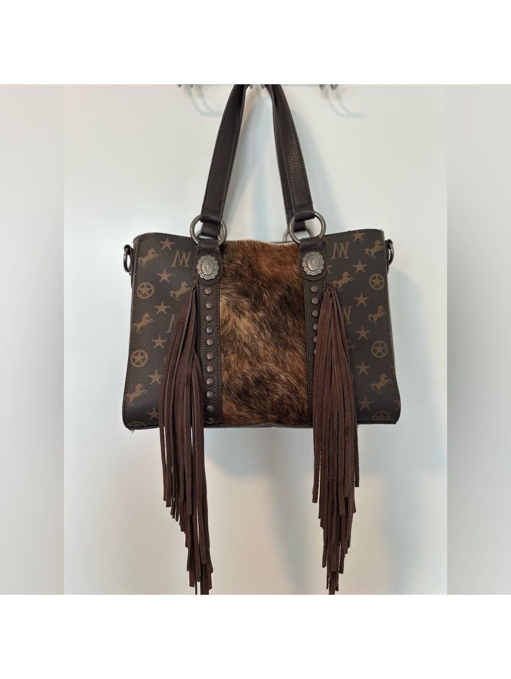 Montana West Western Luxe Cowhide Fringe Satchel